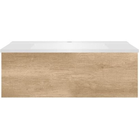 Sous meuble Coffee 1 tiroir 90 chêne decor cachmire + lavabo blanc mat
