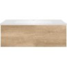 Sous meuble Coffee 1 tiroir 90 chêne decor cachmire + lavabo blanc mat