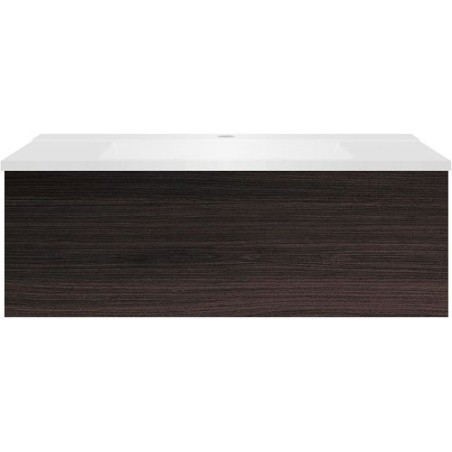 Sous meuble Coffee 1 tiroir 90 chêne decor mokka + lavabo blanc mat