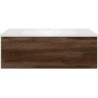 Sous meuble Coffee 1 tiroir 90 noyer decor velours + lavabo blanc mat