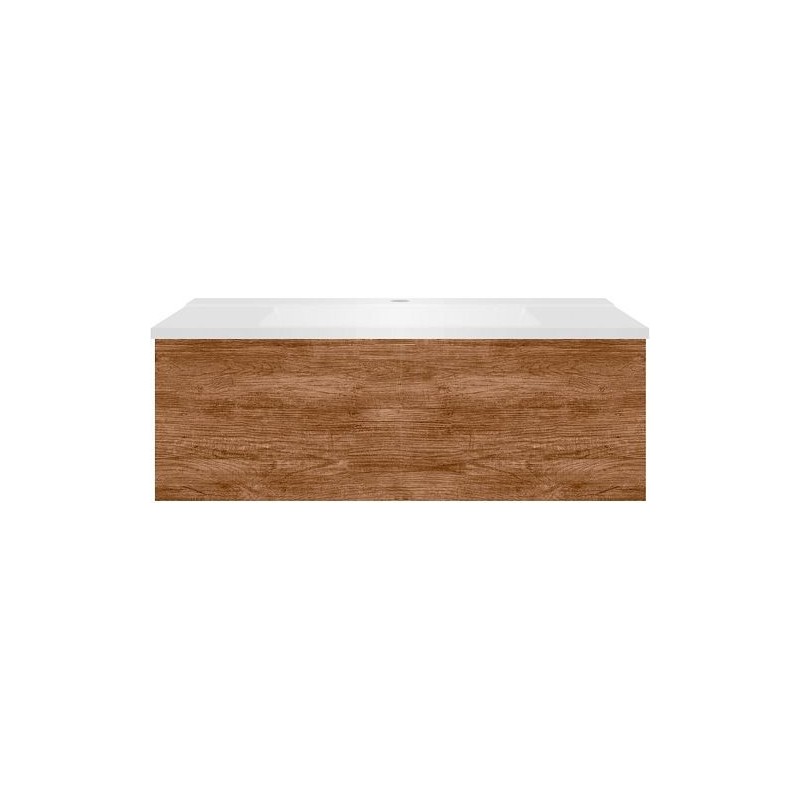 Sous meuble Coffee 1 tiroir 90 tectona decor cannelle + lavabo blanc mat