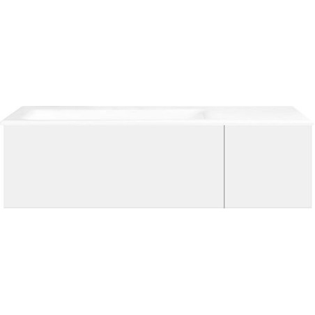 Sous meuble Coffee 2 tiroirs 110 blanc mat + lavabo gauche porcelaine sans trou robinet blanc