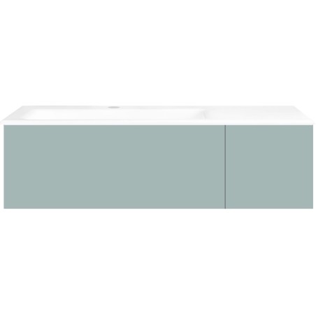 Sous meuble Coffee 2 tiroirs 110 bleu azur doux mat + lavabo gauche porcelaine blanc