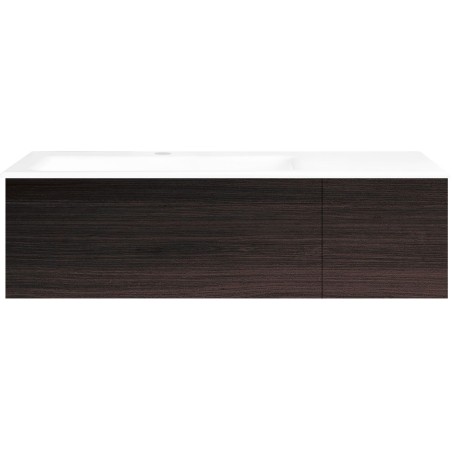 Sous meuble Coffee 2 tiroirs 110 chêne decor mokka + lavabo gauche porcelaine blanc