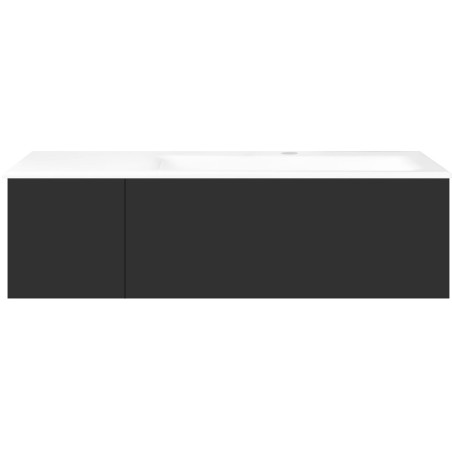 Sous meuble Coffee 2 tiroirs 110 graphite doux mat + lavabo droite porcelaine blanc