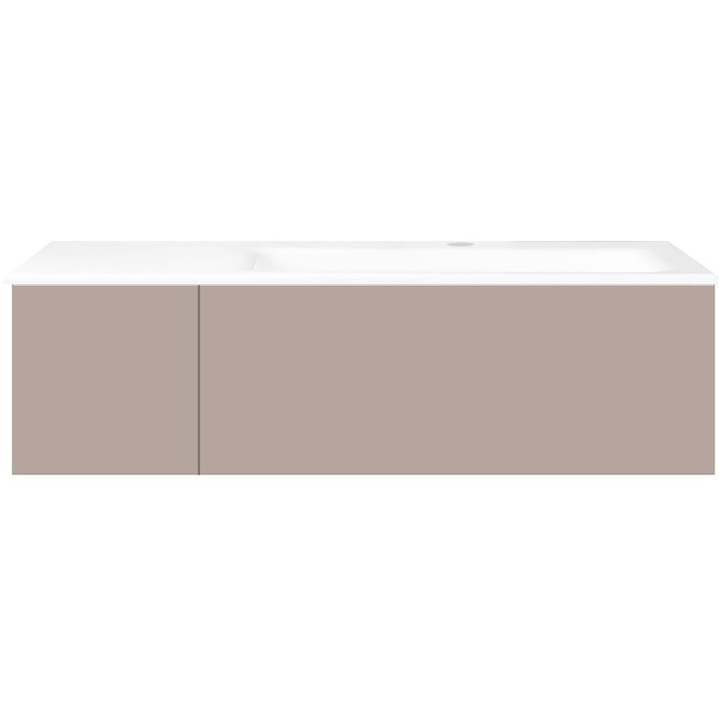 Sous meuble Coffee 2 tiroirs 110 gris basalte mat + lavabo droite porcelaine blanc