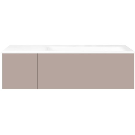 Sous meuble Coffee 2 tiroirs 110 gris basalte mat + lavabo droite porcelaine sans trou robinet blanc