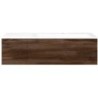 Sous meuble Coffee 2 tiroirs 110 noyer decor velours + lavabo droite porcelaine blanc