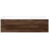 Sous meuble Coffee 2 tiroirs 110 noyer decor velours + lavabo gauche porcelaine sans trou robinet blanc