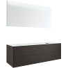 Meuble 4 tiroirs+ tablette pour lavabo à poser droite Tenso 160cm sans trou robinet coloris gris avec miroir