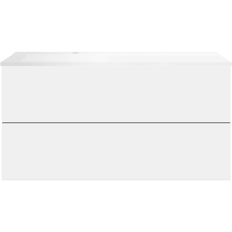Sous meuble Coffee 2 tiroirs 120 blanc mat + lavabo gauche blanc