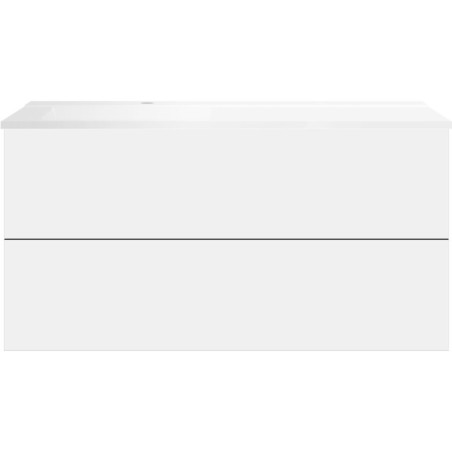 Sous meuble Coffee 2 tiroirs 120 blanc mat + lavabo gauche blanc