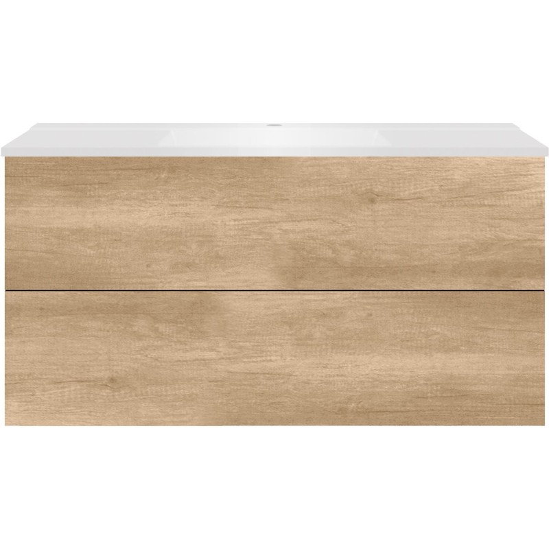 Sous meuble Coffee 2 tiroirs 120 chêne decor cachmire + lavabo blanc