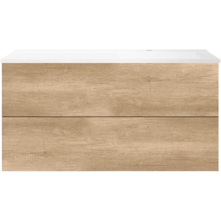 Sous meuble Coffee 2 tiroirs 120 chêne decor cachmire + lavabo droite blanc