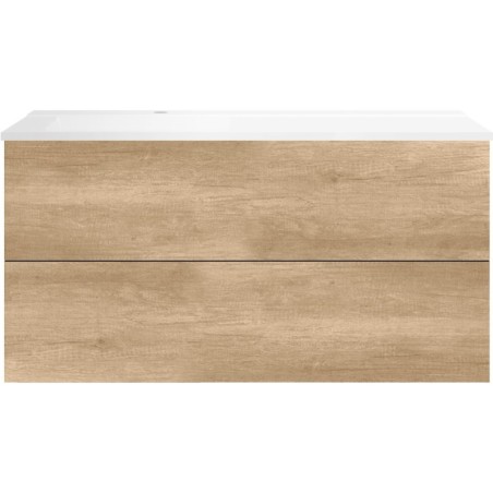 Sous meuble Coffee 2 tiroirs 120 chêne decor cachmire + lavabo gauche blanc mat