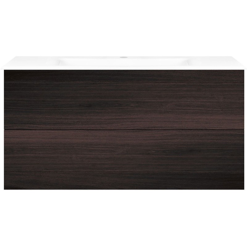 Sous meuble Coffee 2 tiroirs 120 chêne decor mokka + lavabo porcelaine blanc