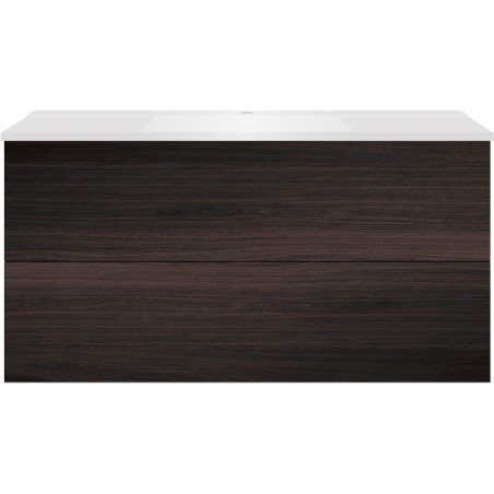 Sous meuble Coffee 2 tiroirs 120 chêne decor mokka + lavabo blanc