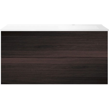 Sous meuble Coffee 2 tiroirs 120 chêne decor mokka + lavabo droite blanc mat