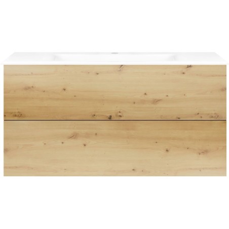 Sous meuble Coffee 2 tiroirs 120 chêne decor urban + lavabo porcelaine blanc