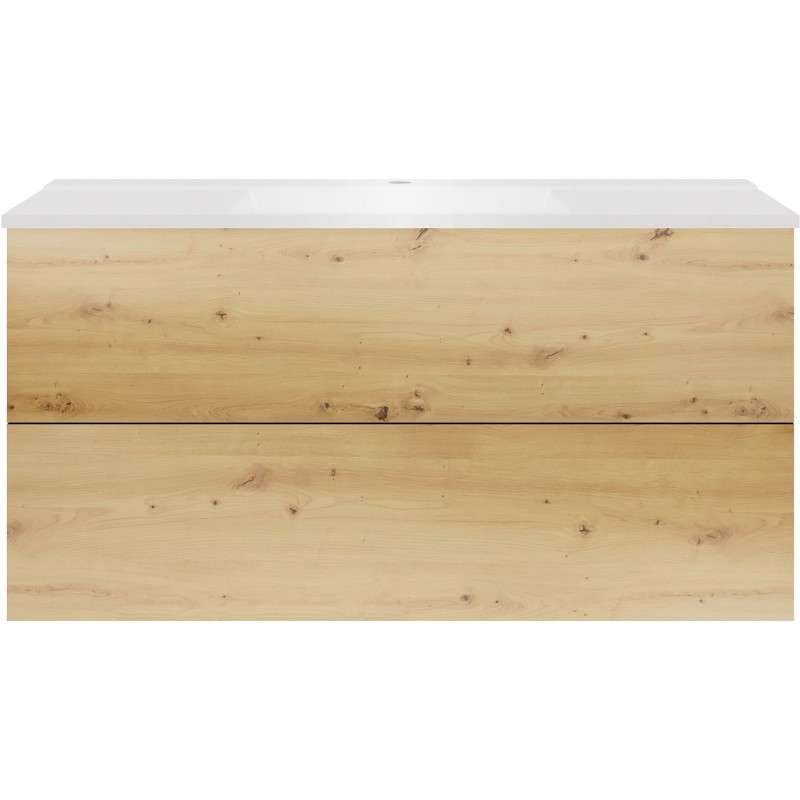 Sous meuble Coffee 2 tiroirs 120 chêne decor urban + lavabo blanc mat