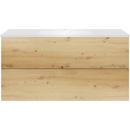 Sous meuble Coffee 2 tiroirs 120 chêne decor urban + lavabo blanc mat