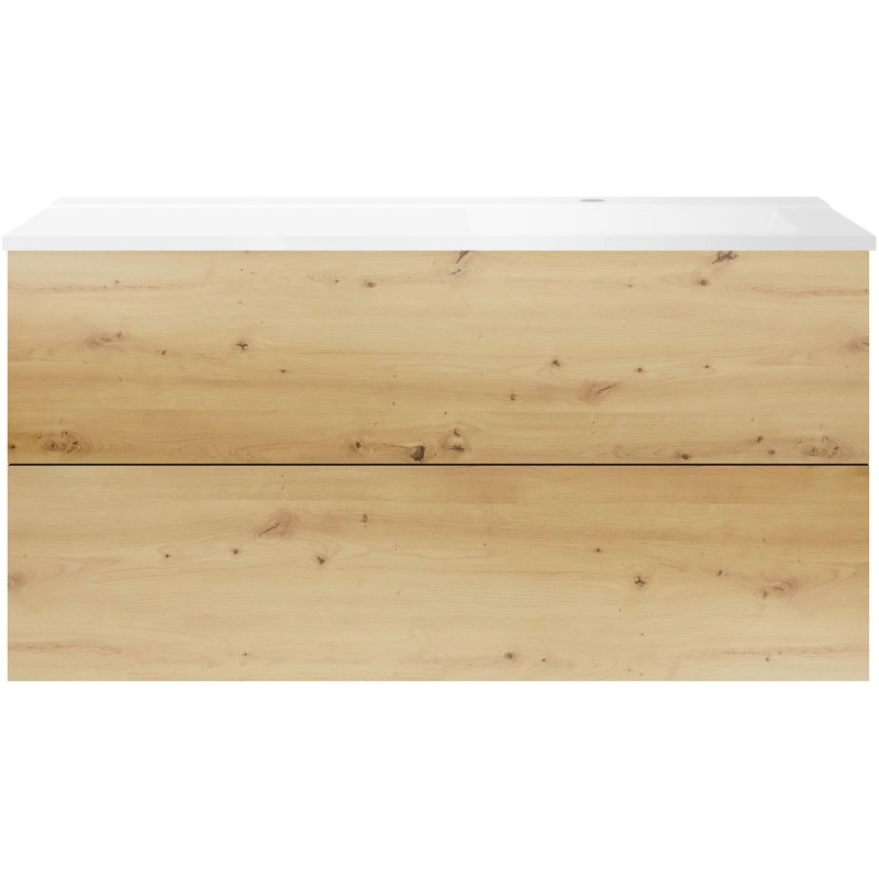 Sous meuble Coffee 2 tiroirs 120 chêne decor urban + lavabo droite blanc