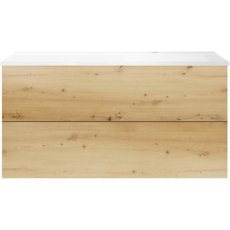 Sous meuble Coffee 2 tiroirs 120 chêne decor urban + lavabo droite blanc