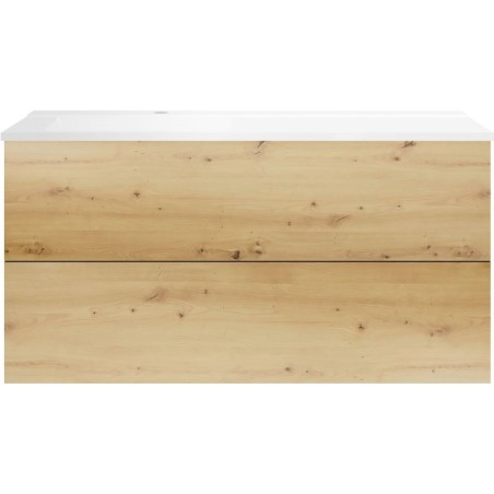 Sous meuble Coffee 2 tiroirs 120 chêne decor urban + lavabo gauche blanc mat