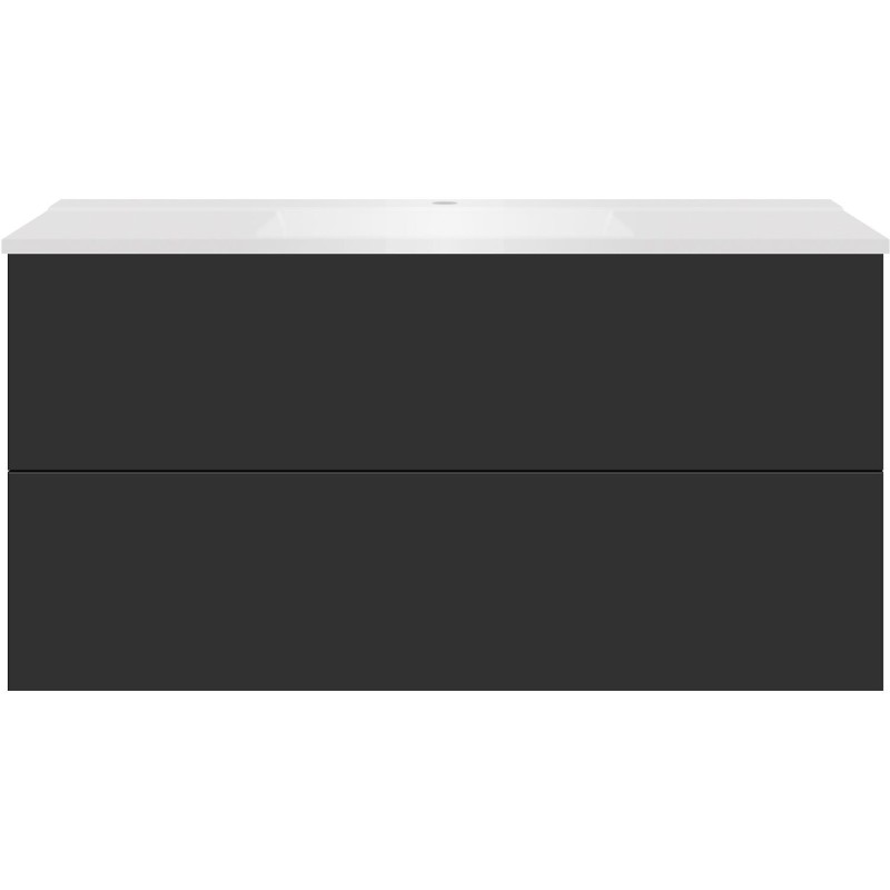 Sous meuble Coffee 2 tiroirs 120 graphite doux mat + lavabo blanc mat