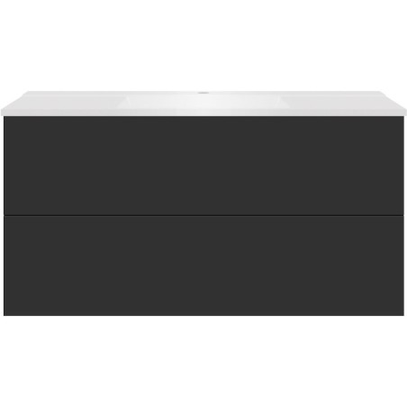 Sous meuble Coffee 2 tiroirs 120 graphite doux mat + lavabo blanc mat
