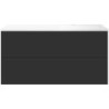 Sous meuble Coffee 2 tiroirs 120 graphite doux mat + lavabo droite blanc