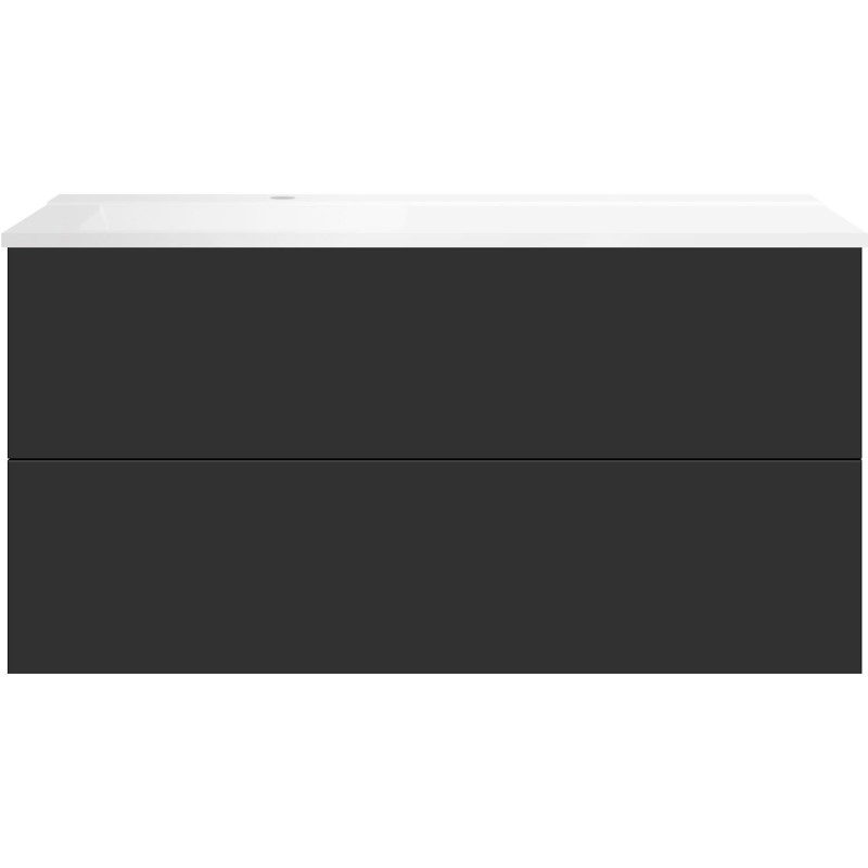 Sous meuble Coffee 2 tiroirs 120 graphite doux mat + lavabo gauche blanc mat
