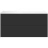 Sous meuble Coffee 2 tiroirs 120 graphite doux mat + lavabo gauche blanc mat