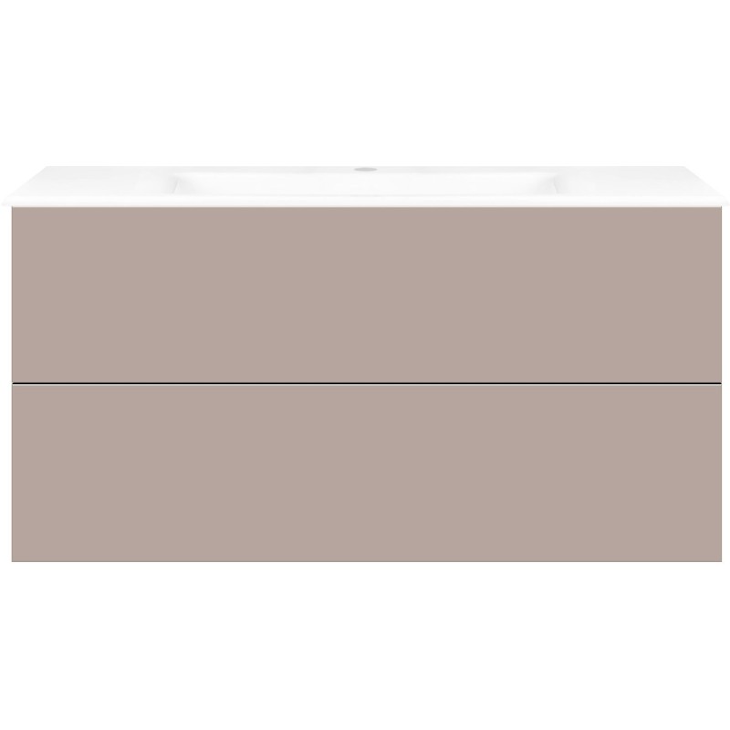 Sous meuble Coffee 2 tiroirs 120 gris basalte mat + lavabo porcelaine blanc