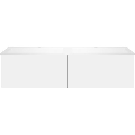 Sous meuble Coffee 2 tiroirs 120 duo blanc mat + double lavabo blanc mat