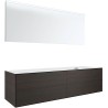 Meuble 4 tiroirs+ tablette pour lavabo à poser droite Tenso 180cm sans trou robinet coloris wenge avec miroir