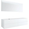 Meuble 4 tiroirs+ tablette pour lavabo à poser gauche Tenso 180cm sans trou robinet coloris blanc avec miroir