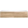 Sous meuble Coffee 2 tiroirs 140 chêne decor cachmire + lavabo gauche blanc