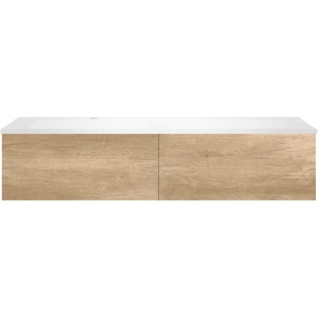 Sous meuble Coffee 2 tiroirs 140 chêne decor cachmire + lavabo gauche blanc mat