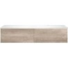 Sous meuble Coffee 2 tiroirs 140 chêne decor flanelle + lavabo droite blanc mat