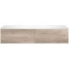 Sous meuble Coffee 2 tiroirs 140 chêne decor flanelle + lavabo gauche blanc mat