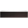 Sous meuble Coffee 2 tiroirs 140 chêne decor mokka + lavabo droite blanc mat