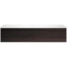 Sous meuble Coffee 2 tiroirs 140 chêne decor mokka + lavabo gauche blanc