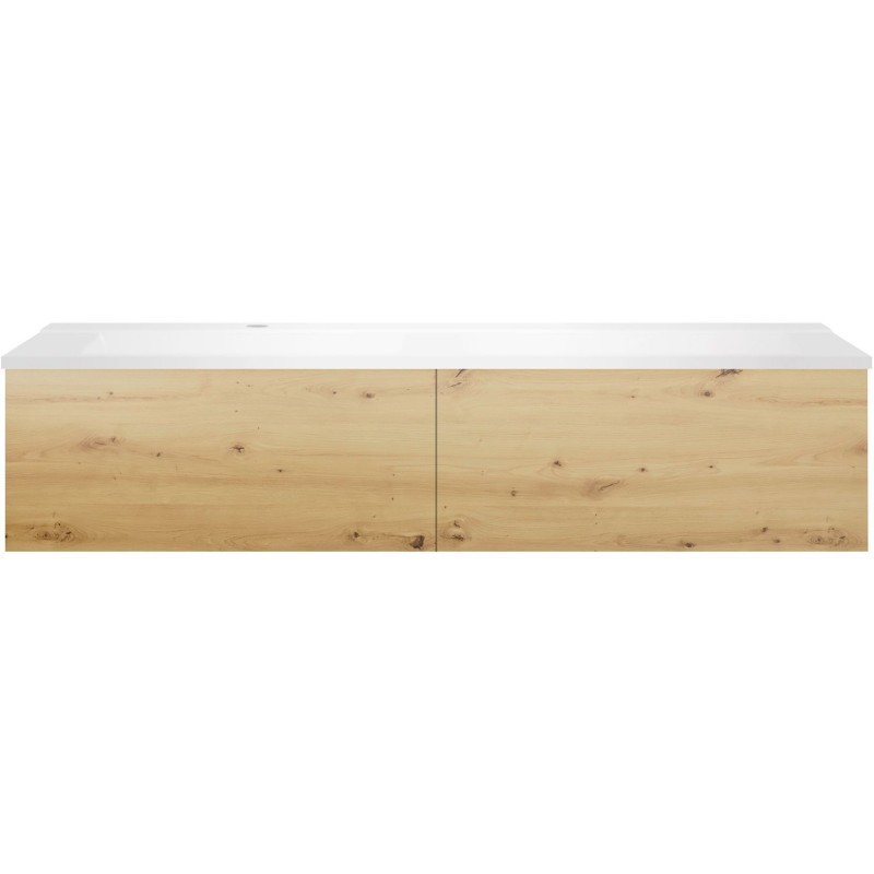 Sous meuble Coffee 2 tiroirs 140 chêne decor urban + lavabo gauche blanc