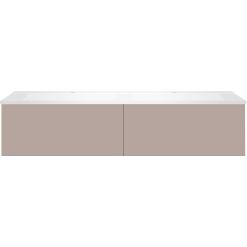 Sous meuble Coffee 2 tiroirs 140 duo gris basalte + double lavabo blanc