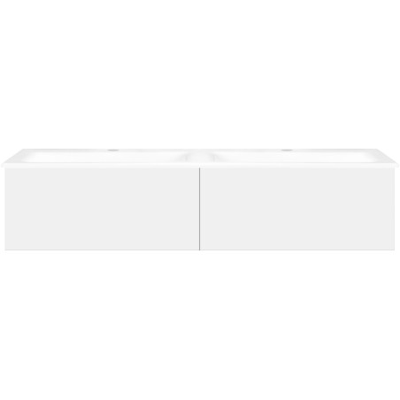 Sous meuble Coffee 2 tiroirs 140 duo blanc mat + double lavabo porcelaine blanc