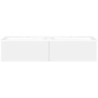 Sous meuble Coffee 2 tiroirs 140 duo blanc mat + double lavabo porcelaine blanc