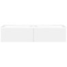 Sous meuble Coffee 2 tiroirs 140 duo blanc mat + double lavabo porcelaine sans trou robinet blanc