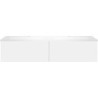 Sous meuble Coffee 2 tiroirs 140 duo blanc mat + double lavabo blanc