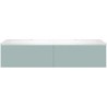 Sous meuble Coffee 2 tiroirs 140 duo bleu azur doux mat + double lavabo blanc